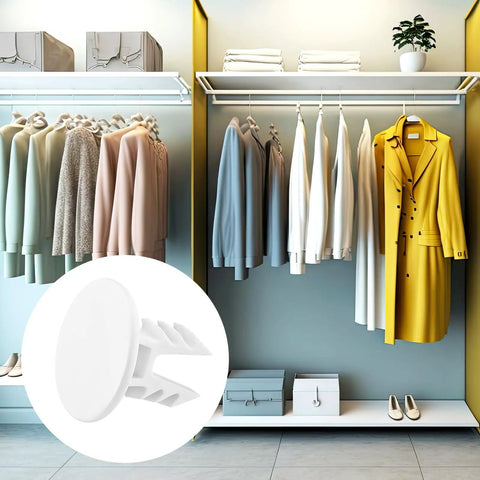 10 Piece Plastic Closet Rod End Caps Set For Standard 1 To 1.5 Inch Rods Sealing Plugs And End Brackets White Wear Resistant Durable Plastic For Easy Wardrobe Finishing, white plastic cap in closet