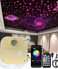 Twinkle 16W RGBW Fiber Optic Star Headliner Kit with remote and app, for car and home ceilings, showcasing pink star pattern