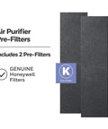 Odor And Gas Reducing Pre Filter 2 Pack For QuietClean And AirGenius Purifiers showing two charcoal pre-filters.
