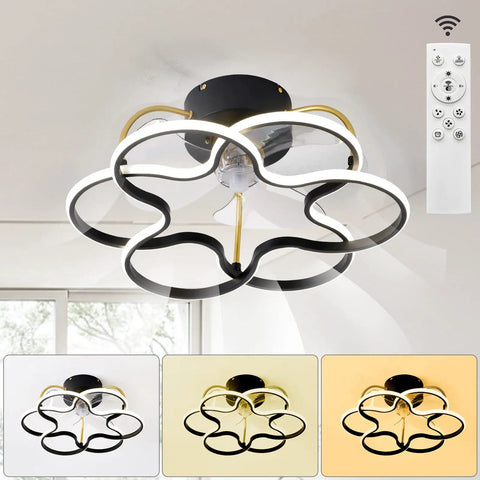 Ceiling Fan With Lights And Remote Control, 3 Color Temperature Dimmable LED, 3 Speed Quiet Motor, Reversible, Low Profile Flush Mount