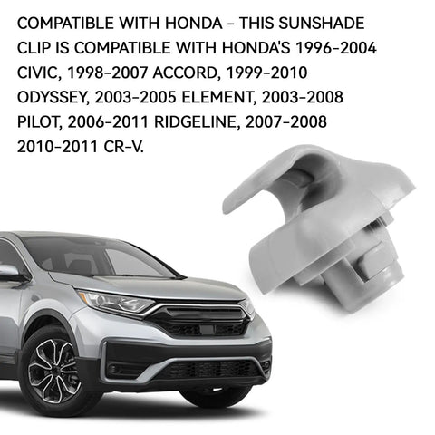 Close-up of gray 2 Pack Sun Visor Clips For Cars No Fuss Direct Fit Replacement Hook For Honda Accord Civic Odyssey CRV Pilot