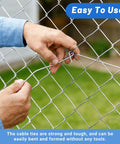 Person installing Heavy Duty Aluminum Chain Link Fence Ties 11 Gauge 8.27 Inch 30 Packs Rust Resistant Repair Clips for Chain Link Fences