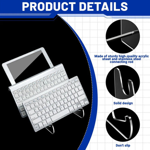 Clear Acrylic Keyboard Display Stand 3 Tier Storage Tray For Keyboard And Tablet Desk Organizer Easy Assembly