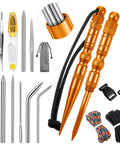 12 Piece Paracord Fid Knotter Tool Set With Stainless Steel Marlinspike featuring orange tools and accessories