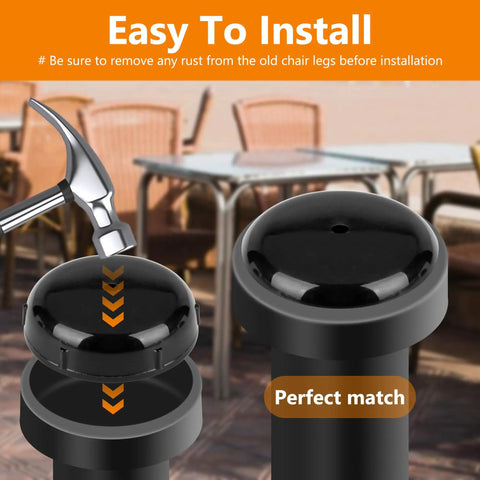 Rugged Wrought Iron Patio Furniture Foot Caps Scratch Resistant Scuff Guards For Metal Chairs Durable Floor Savers easy installation with hammer