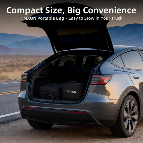 No Sweat Level 2 And Level 1 Portable EV Charger With Nacs Connector For Tesla Model Y X 3 S Cybertruck ETL approved in car trunk.