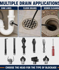Heavy Duty 16mm Drain Cleaning Cutter Head Set Tough As Nails Sewer Snake Auger Replacement Attachment For S75 Model multiple drain applications for plumbing.