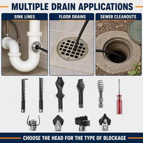Heavy Duty 16Mm Drain Cleaner Cutter Head Set Featuring Rock Solid Steel Build And Slick Flex Coils for multiple drain applications.