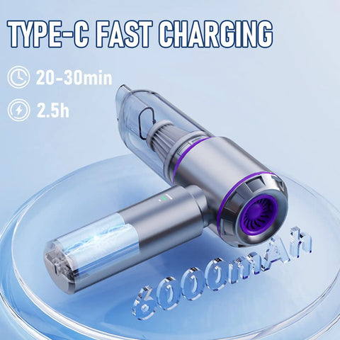 Cordless Handheld Car Vacuum With 20000Pa Max Suction, 4 In 1 Air Duster Blower Pump charging with Type-C port