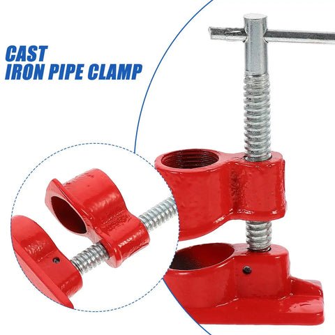 Lightweight 1/2-Inch Quick-Release Wood Clamp and Pipe Clamp for Woodworking and Carpentry, red cast iron shown