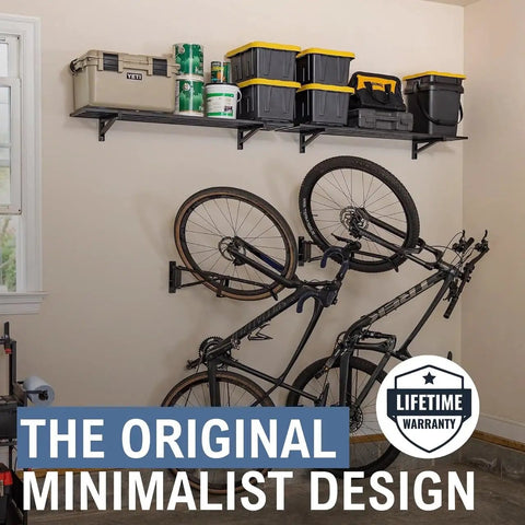 Two Pack Wall Mount Bike Rack Set For Garage Storage Holds Two Mountain Bikes Up To 70 Lb Each No Lift Vertical Hanger