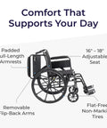 Cruiser Iii Lightweight Folding Wheelchair With Mag Wheels And 20 Inch Plush Seat Flip Back Arms Swing Away Footrests shown with adjustable seat and non-marking tires.