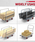 Phexod 2500 Lb Capacity Drywall Cart With Steel Panel Truck Design, loaded with lumber and boxes for secure transport.