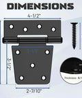 Dimensions and features of Heavy Duty 3.5 Inch Gate Hinges for Wooden Fences and Vinyl Gates with Screws Included 4 Pack