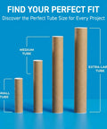 Variety of kraft mailing tubes in different sizes, including Heavy Duty 4x48 Mailing Tube For Posters, Art And Blueprints.