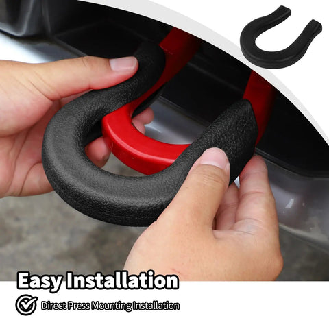 Red Tow Hook Covers For Chevy Silverado And GMC Sierra 2014 2015 2016 2017 2018 2019 2020 2021 2022 2023 2024 2025 Bumper Receiver Cover And Trailer Hitch Protector Rubber Sleeve Trim With Easy Fit For Exterior Car Accessories installation demo
