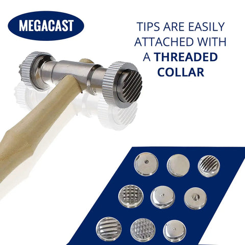 Heavy Duty Texturing Hammer With 9 Interchangeable Heads Dual Sided Steel Head And Polished Wood Handle For Woodworking And Metalworking Durable Craft Tool For Fine Texture And Smooth Finishes