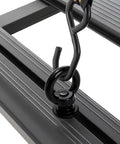 Heavy Duty Eight Pack M8 T Slot Track Tie Down Anchors Black Coated Stainless Steel Eye Bolts with hook on cargo track.