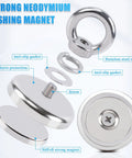 Powerful 150 Lb Neodymium Magnetic Lifting Set, Heavy Duty Salvage Magnets, showing components and assembly instructions.
