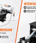 Universal Transmission Jack Adapter dimensions and specifications overview, 1/2 ton capacity, heavy duty iron, rust resistant finish.
