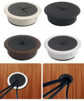 Slick 60Mm Desktop Cable Grommet Kit With 20Pcs Wire Hole Covers, round plastic desk cord covers in black, white, and brown