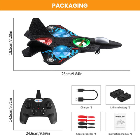 2.4GHz Remote Control Plane With Auto Hover And 3D Flip Ready To Fly Quadrotor For Beginners Kids And Adults USB Charging Colorful LED Lights RTF Airplane Toy Six Axis Gyro Stabilization For Ultra Stable Flight with packaging and accessories