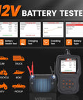 12V battery tester display with 2-In-1 OBD2 Scanner And Battery Tester For Quick Engine Light Diagnosis And Battery Health Check, Reads And Clears DTCs, 12V Cranking And Charging Tests, SOH SOC CCA 100-2000 For 1996 And Newer Cars.