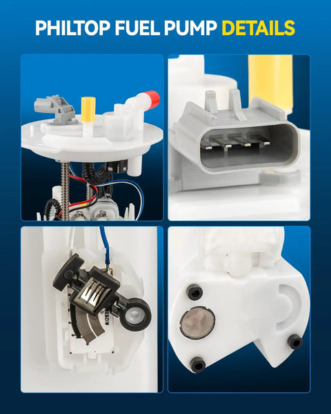Top Shelf Heavy Duty Electric Fuel Pump Assembly With Integrated Strainer And Fresh Seal Kit For Ford Freestyle 2005 2006 2007 detailed views showing components.