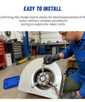 Technician installing a Furnace Blower Motor Heavy Duty One Third HP 115V 1075 RPM Four Speed Replacement for GE Trane American Standard