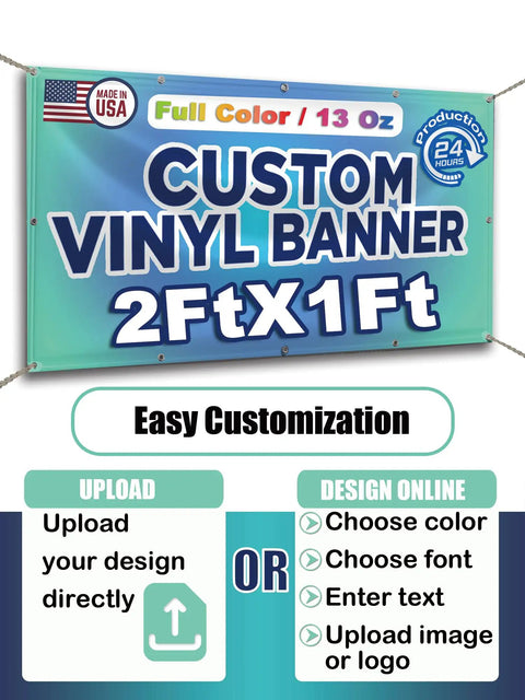 Personalized Vinyl Banner For Any Occasion Create Large 2 By 1 Foot To 20 By 10 Foot Signs Full color printing with design options