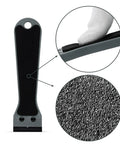 Two Pack Plastic Razor Scraper With Six Inch Long Handle And One Hundred Double Edge Blades, close-up of grip and blade detail