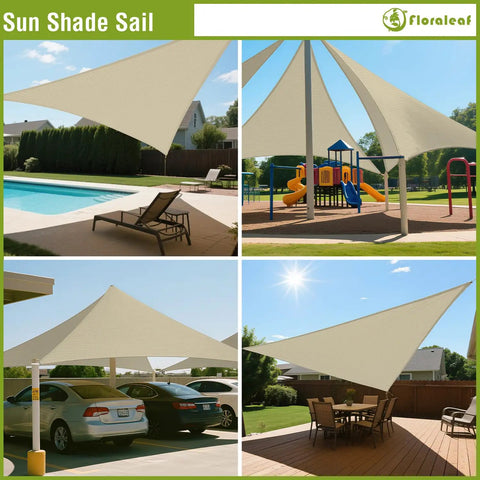 Right Triangle Beige Shade Sail 8x8x11.3 Ft Air Permeable HDPE Shade Cloth Heavy Duty Canopy for outdoor areas.