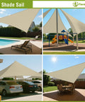 Beige Triangle Sun Shade Sail 6x6x6 Heavy Duty Canopy UV Block Air Permeable HDPE Shade Cloth For Outdoor Patio