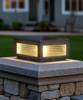 Solar Post Lights 9.84 Inch Pillar Lamps IP54 Waterproof Modern Column Lighting Dusk To Dawn 3000K LED Square Lantern installed