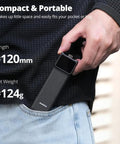 Power Bank Grip For Pocket 3 And Pocket 4 Camera With 5000 mAh Battery LED Display shown in pocket for size reference