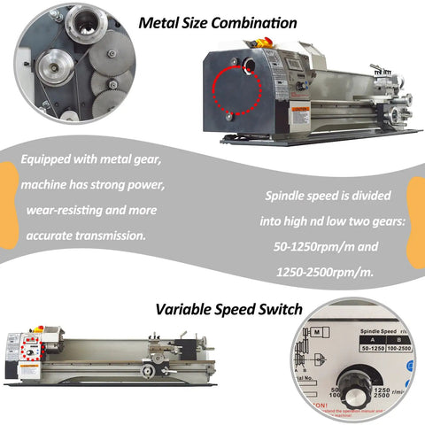 Badass Precision Benchtop Mini Lathe 900W Brushless Motor 8X31 Inch Travel Variable Speed 50 To 2500Rpm Mt5 Spindle Thread Cutting Knockout Performance Workshop Tool