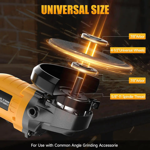 Hardcore Cordless Angle Grinder 4 Inch Smooth Operator Compatible With Dewalt 20V Max Batteries For Steel Fabrication And Home Renovation Jobs No Fuss Tool Only Sweet Finish with universal size and arbor specs.