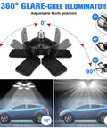 Super Bright 180W Garage Light Bulbs 18000 Lumens Of Daylight 6500K 6 Plus 1 Deformable Panel Design 360 Degree Illumination