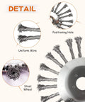 8 Inch Steel Wire Rotary Brush Cutter Head Universal Replacement For String Trimmers And Lawnmowers, detail view of wire and steel