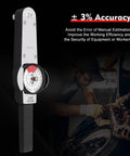 Dial Indicator Torque Wrench Half Inch Drive 0 to 100 Nm Pro Grade Precision Torque Meter With Case High Accuracy Fastener Tool For Pros And DIY on black metal wrench