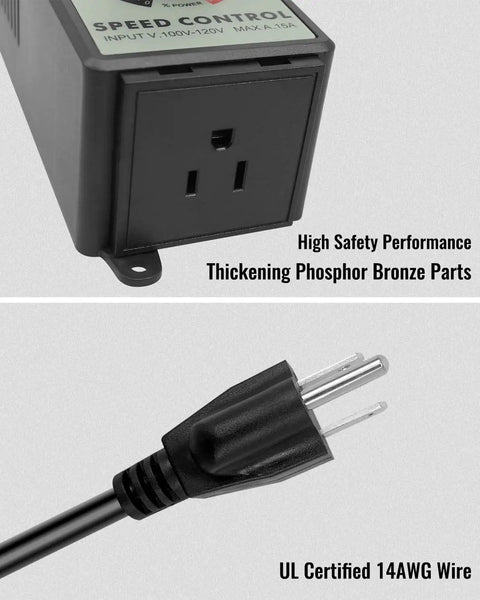 Top Tier Adjustable AC Motor Speed Controller With Bright LED Display And Hella Smooth Voltage Regulator image showcasing plug and safety features.