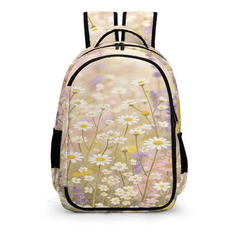 Soft Pink Watercolor Bloom Printed Backpack For Unisex Everyday Use Large Capacity Travel School Bag Durable Polyester