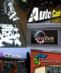 Collage of sign displays using Bright White 200 Pack 3 LED Sign Modules with 5630 5730 SMD LEDs, showcasing vibrant logos.