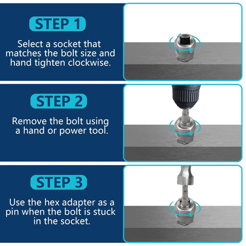Instructions for using 26 Piece Impact Bolt And Spiral Screw Extractor Set With Left Hand Reverse Drill Bits for screw removal.
