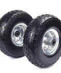 Flat Free 10 Inch Solid Replacement Tire Wheel For Gorilla Cart Hand Truck Garden Cart Heavy Duty with Steel Bearings 2 Pack