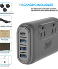 220V to 110V Voltage Converter 230W Step Down Travel Power Adapter with USB C Port 18W and 4ft Cord, US UK AU EU Sockets