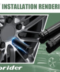 Heavy Duty 7 Spline Tuner Lug Nut Key With Dual Hex 13/16 And 7/8 Inch Sockets showing installation on a stylish wheel.