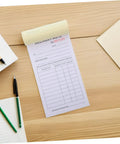 Carbon Copy Receipt Book For Small Biz 3 Part Invoice Pad With Simple Design And Clear Legibility Lightweight Order Receipt Book For Customer Transactions Fast Doc Speed And Error Reduction, delivery note pad on desk