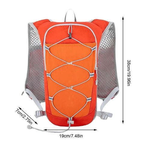 Orange Trail Ready Hydration Vest with Adjustable Chest Straps, Lightweight Pack, Reflective Design for Running and Hiking