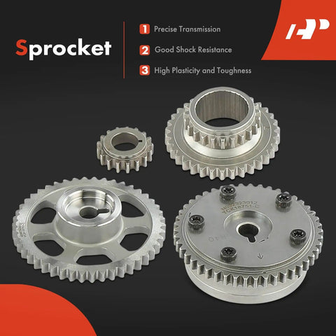 Engine Timing Chain Kit With VVT Sprocket for Honda And Acura 2.4L Engines shown with metal sprockets
